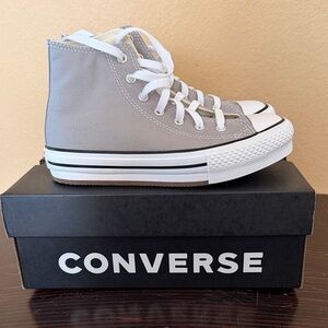 Converse Light Gray Canvas EVA Lift High-Tops - Youth Size 3
